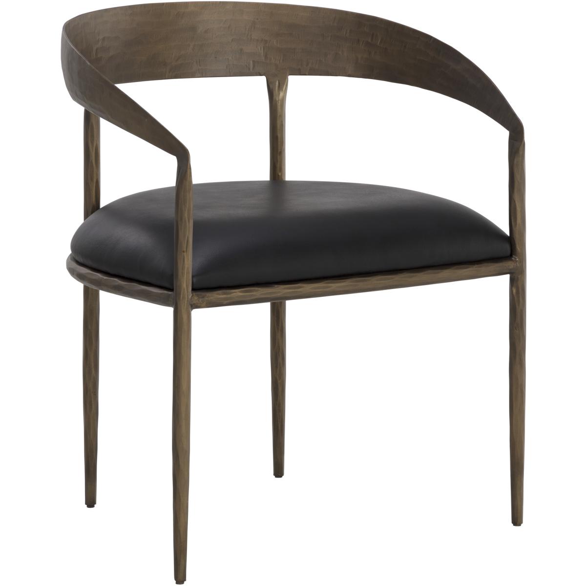 SUNPAN 110999 Zanatta Charcoal Black Leather Dining Armchair